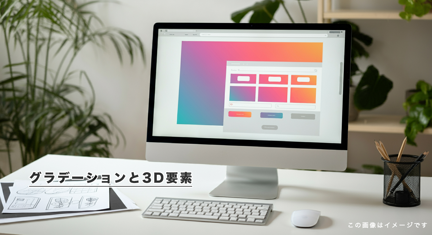 グラデーションと3D要素